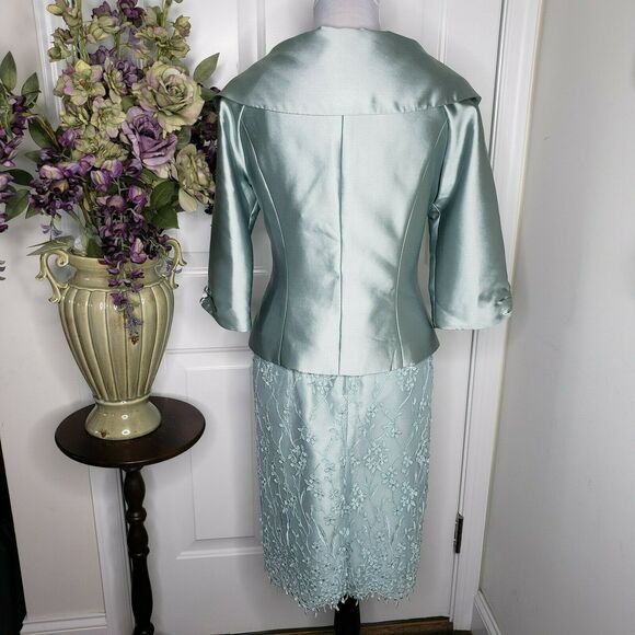Social Occasions by Mon Cheri Two-Piece Aqua Dress & Jacket Size 10 - Picture 6 of 14